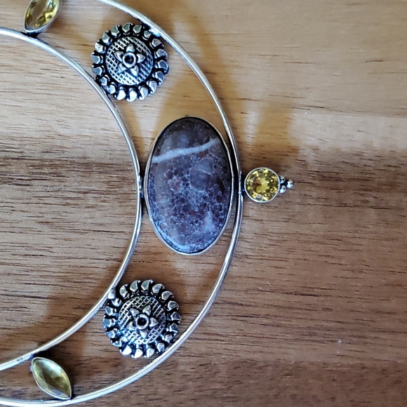 New Unique Cappuccino Jasper and Citrine 925 Silver Necklace. - Picture 7 of 10